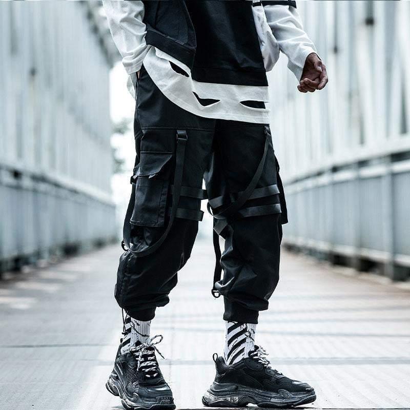 Techwear Street Style Black Cargo Jogger Pants - Image 8