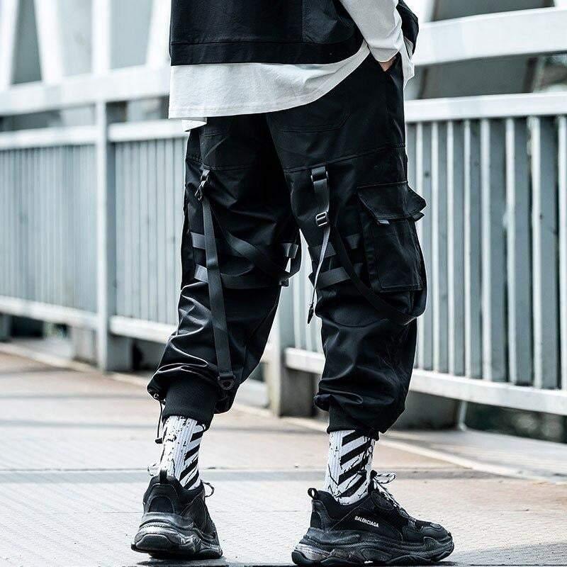 Techwear Street Style Black Cargo Jogger Pants - Image 9