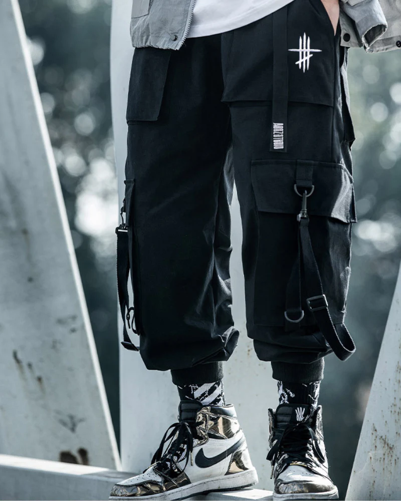 Techwear Street Style Black Cargo Pants - Image 6