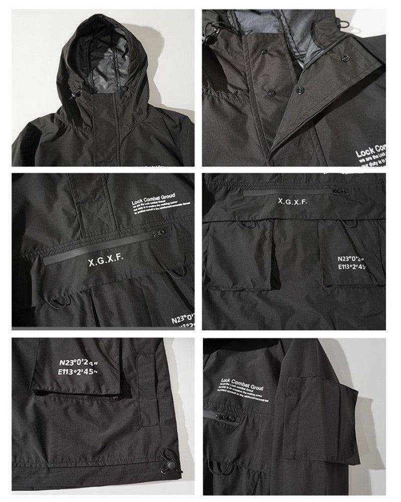Techwear Streetwear Big Pocket Hooded Jacket - Image 11