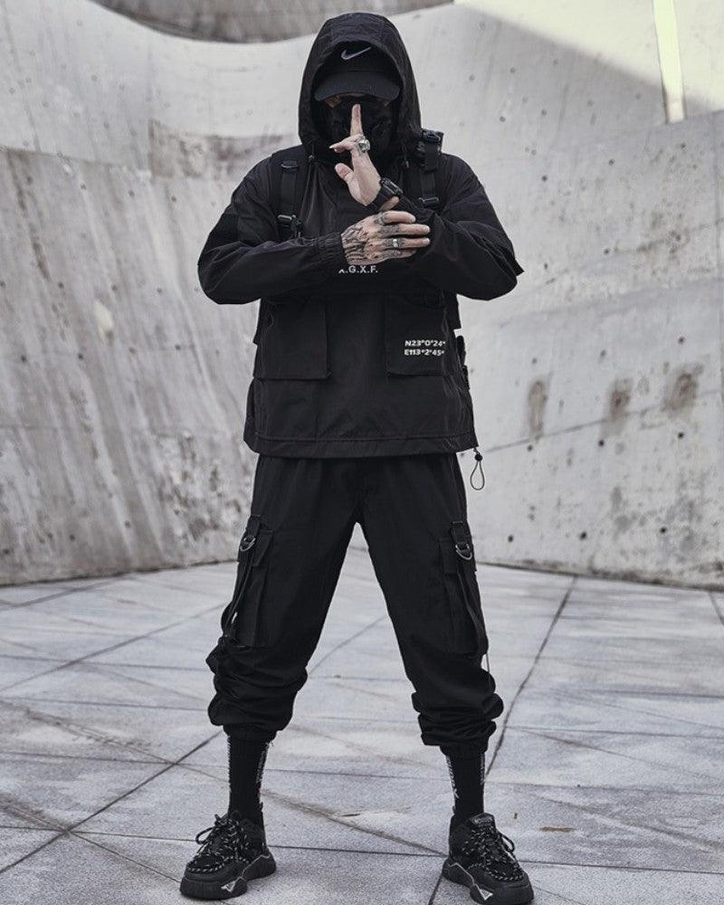 Techwear Streetwear Big Pocket Hooded Jacket - Image 7