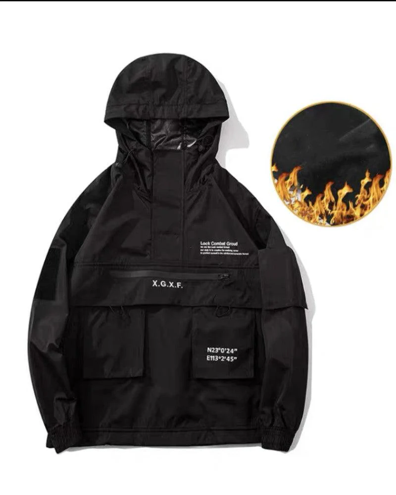 Techwear Streetwear Big Pocket Hooded Jacket - Image 9