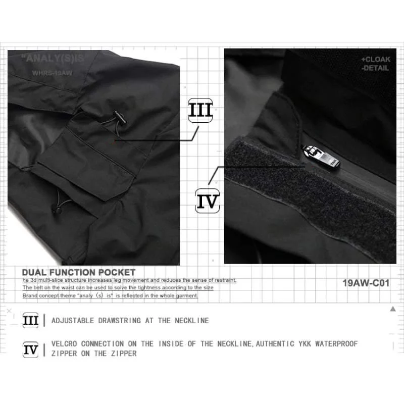 Techwear Waterproof Cyberpunk Samurai Cloak Jacket - Image 9