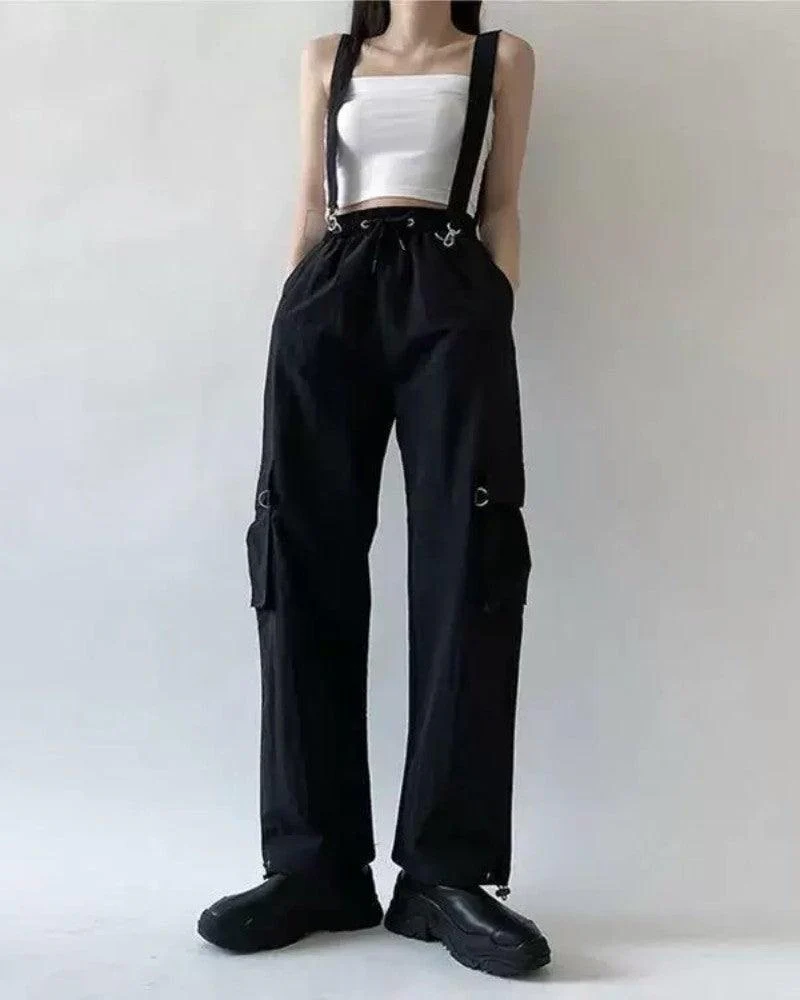 Techwear Women Black Straps Cargo Pants - Image 9