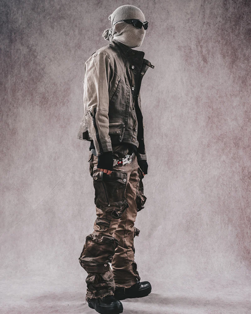 Wasteland Wear Distressed Flared Stretch Cargo Pants - Image 11