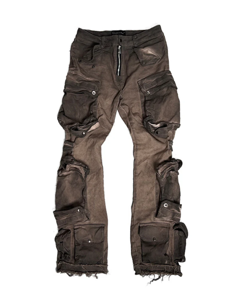 Wasteland Wear Distressed Flared Stretch Cargo Pants - Image 3