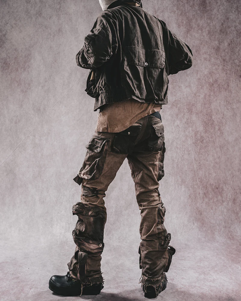 Wasteland Wear Distressed Flared Stretch Cargo Pants - Image 7