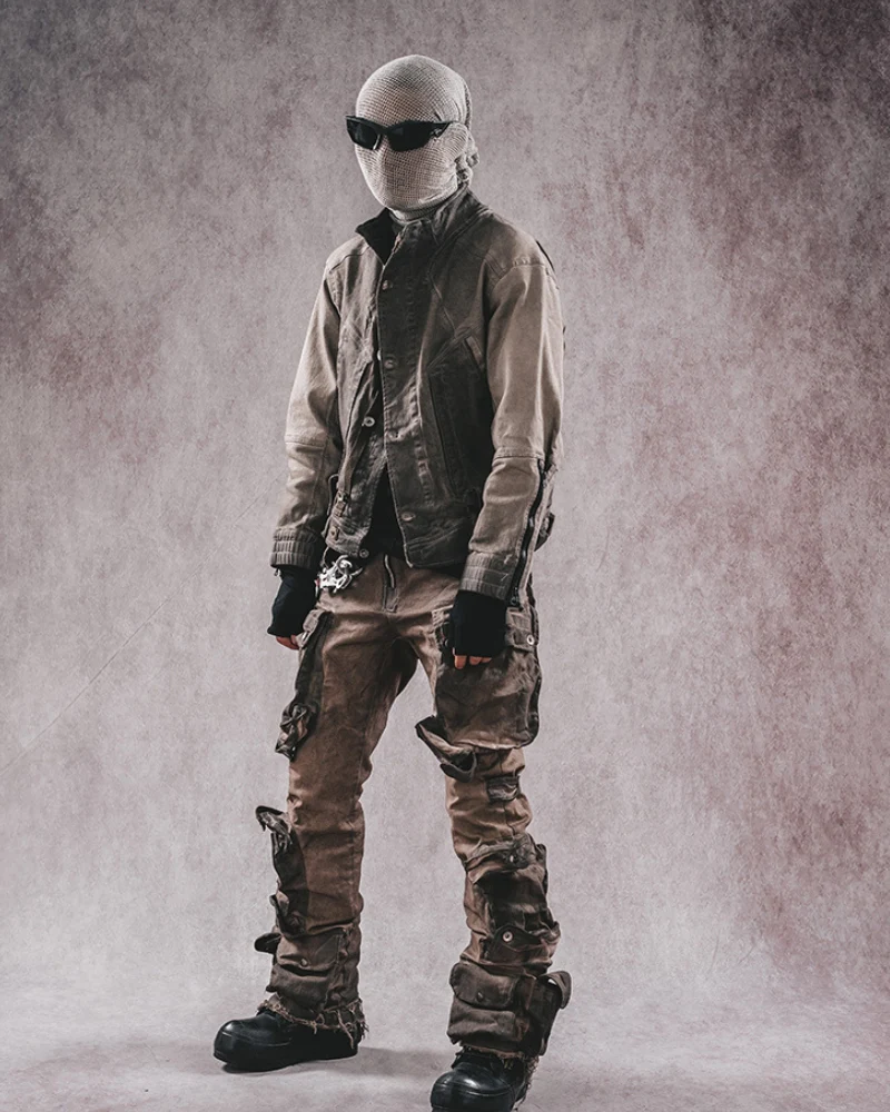 Wasteland Wear Distressed Flared Stretch Cargo Pants - Image 8