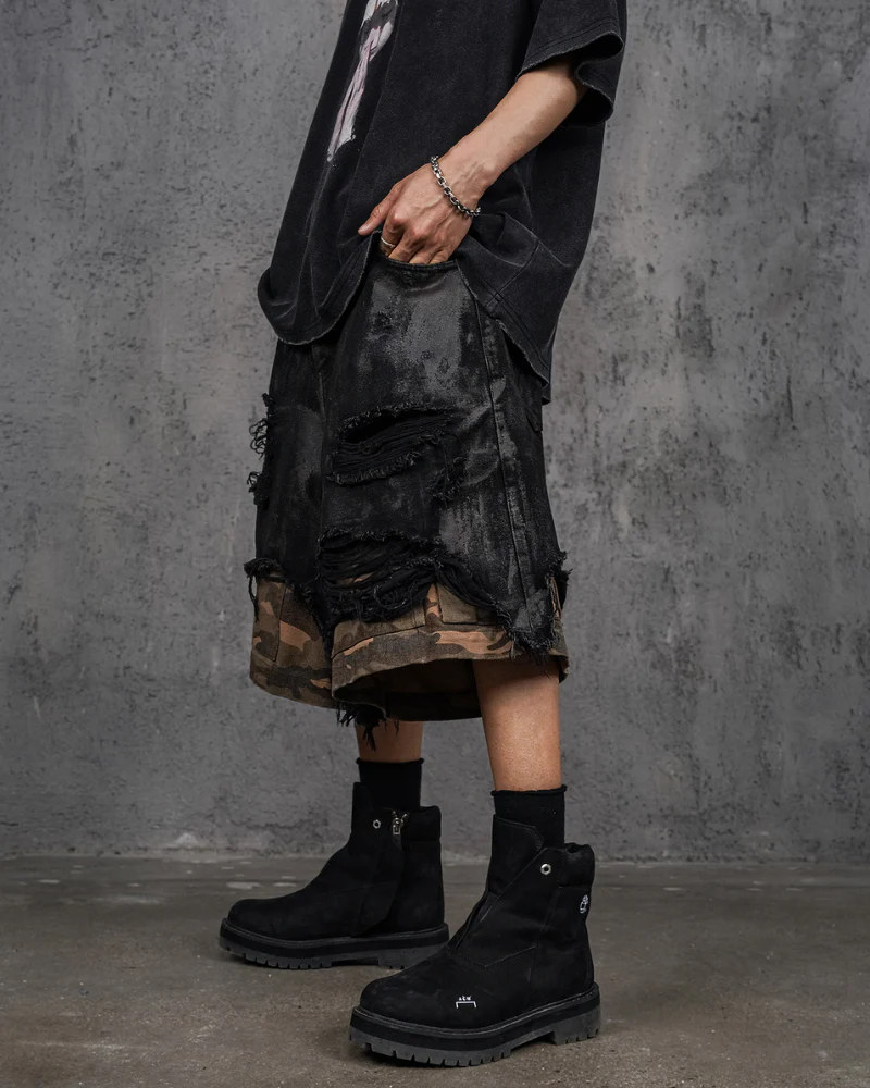 Wasteland Wear Distressed Vintage Camo Jorts - Image 3