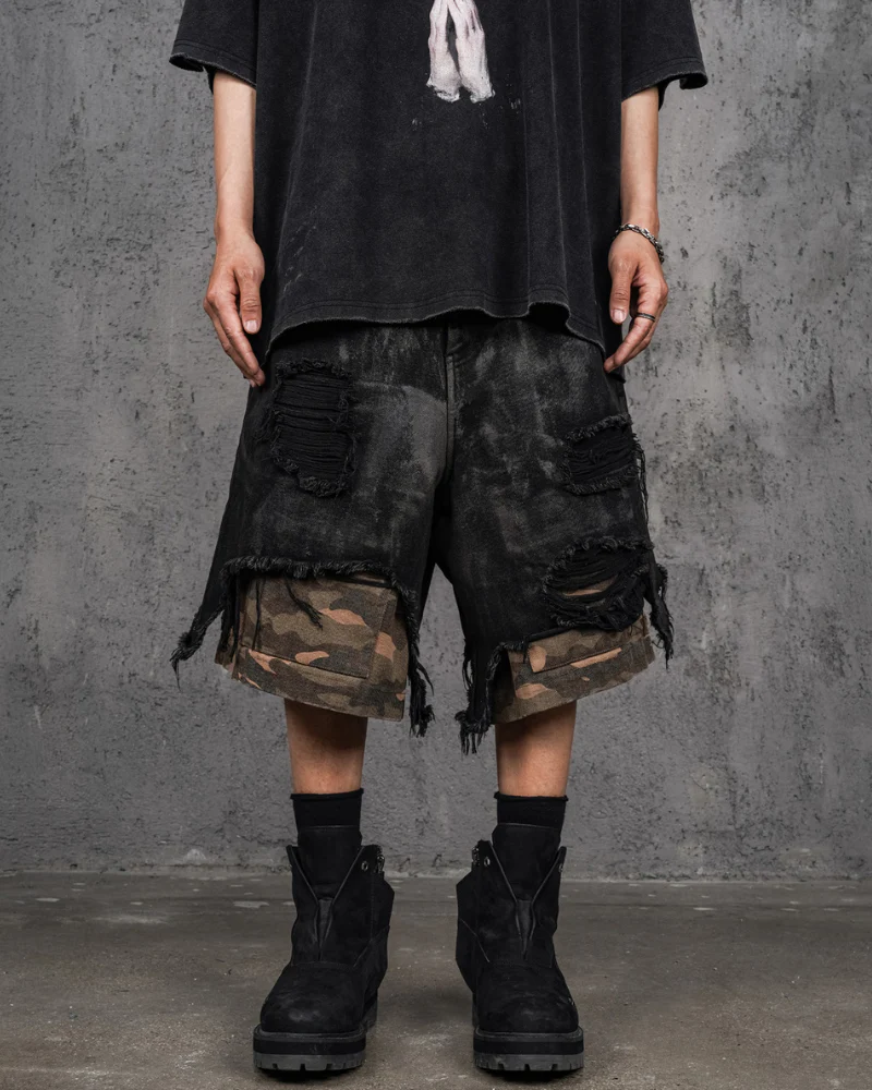 Wasteland Wear Distressed Vintage Camo Jorts - Image 4