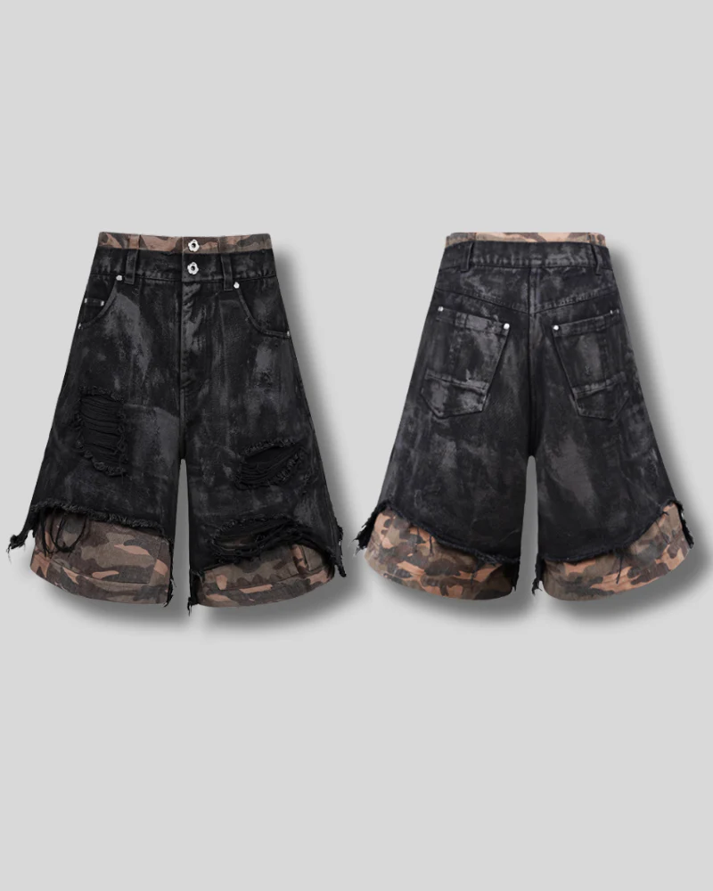 Wasteland Wear Distressed Vintage Camo Jorts - Image 9